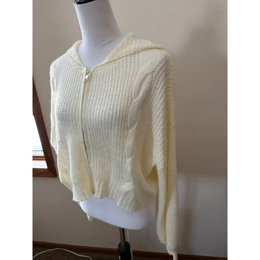 Altar'd State Cream Knit Zip Up Sweater - Picture 2 of 4